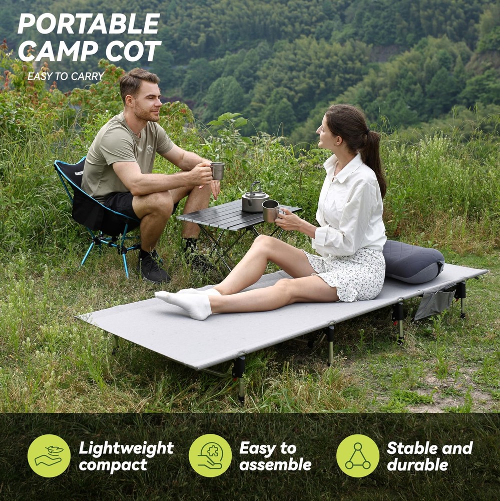 MARCHWAY Lightweight Folding Tent Camping Cot Bed with Lever Lock, Easy Setup