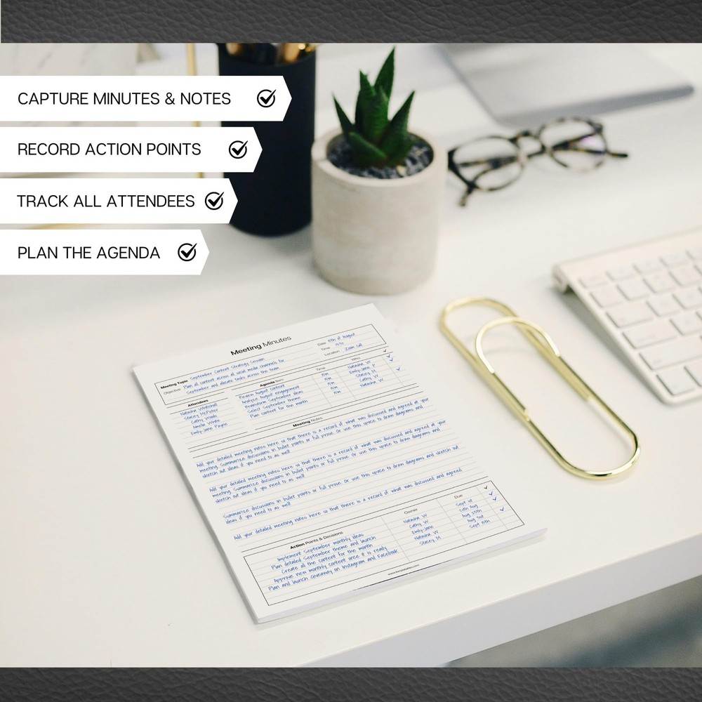 Meeting Minutes Note Taking Professional Notepad | Plan, Record and Track Act...
