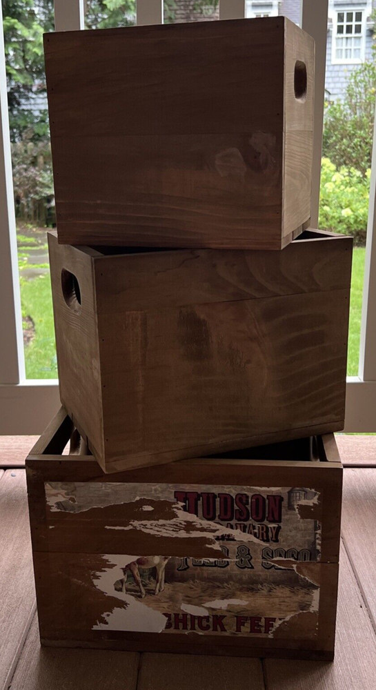 Set of 3 Rustic Farmhouse Nesting Wooden Boxes