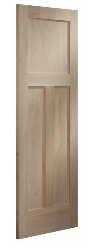 3 Panel Flat Poplar Shaker / Mission Stain Grade Solid Core Interior Wood Doors