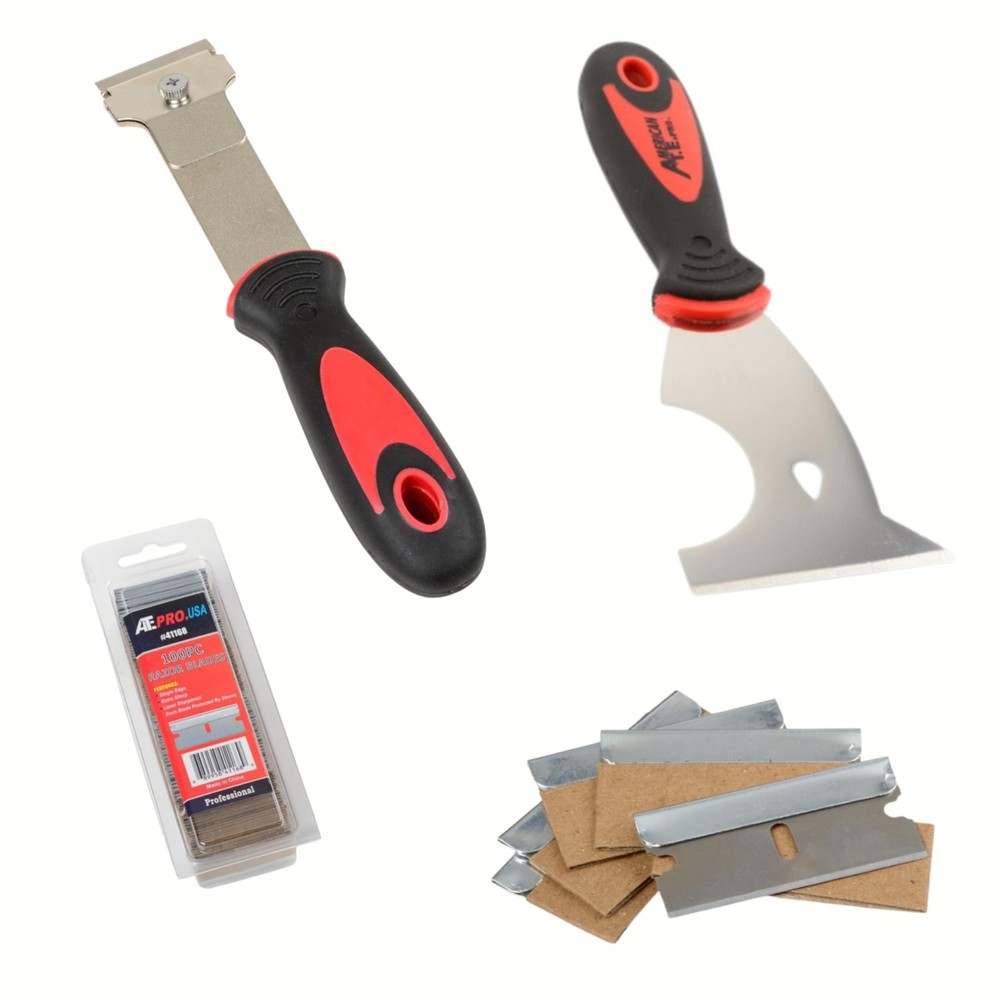 Razor Blade & Scraper Kit, Heavy Duty Scraper Tool + 100 Razor Blade Replacement