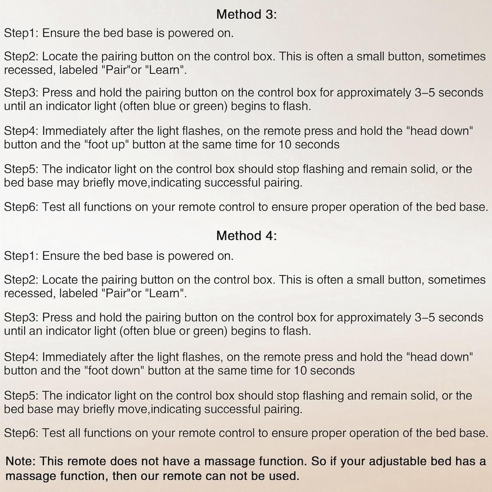 Non-Universal Remote for Adjustable Beds, Ergonomic Button Control Design