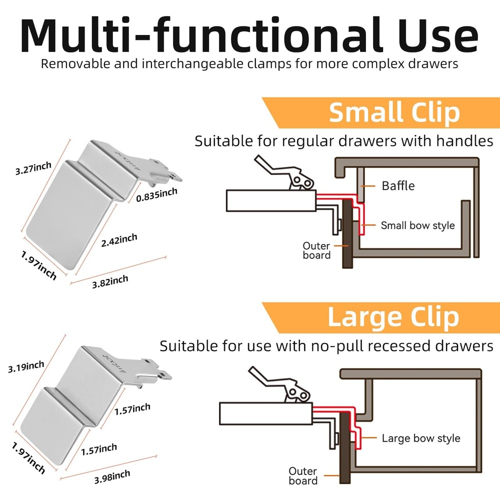 2 Pack Drawer Front Installation Clampsï¼ŒQuick-Install Drawer Mounting Clips