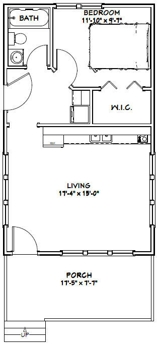 18x30 Tiny House -- 540 sq ft -- PDF Floor Plan - Model 4D