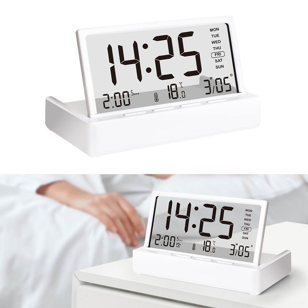 Digital LCD Alarm Clock with Temperature Date Week Display Portable Desktop