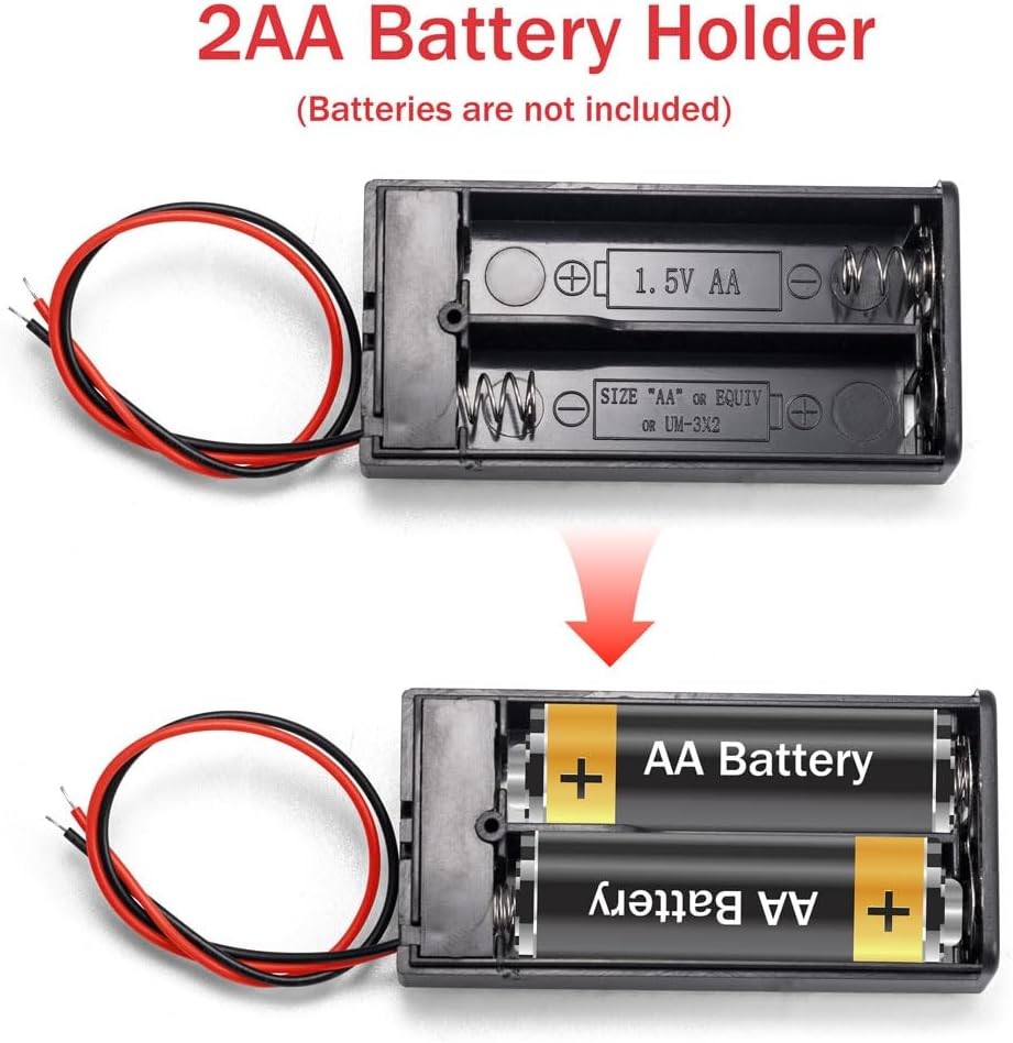 5Pcs 2 AA Battery Holder with Switch, 2X 1.5V Case with...