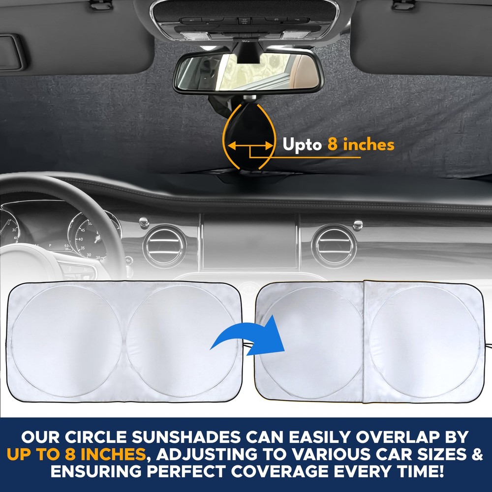 EcoNour Car Windshield Sunshade | Blocks 99% Heat & Medium, Black/Silver