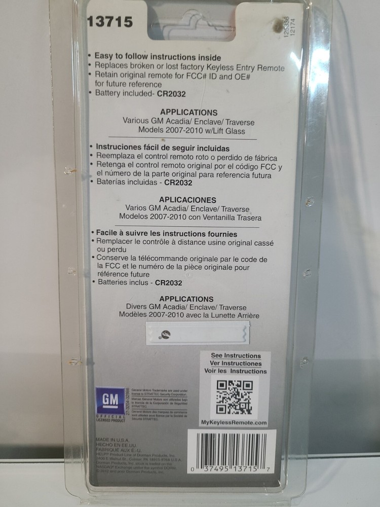 Keyless Entry Transmitter Dorman 13715