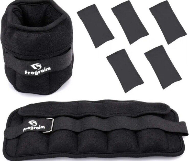 Fragraim Adjustable Ankle Weights 10 lbs pair - 5 per side, Black
