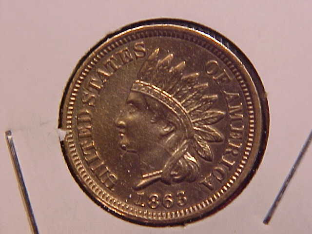 1863 INDIAN HEAD CENT - CLEANED - UNC - SEE PICS! - (N8603)