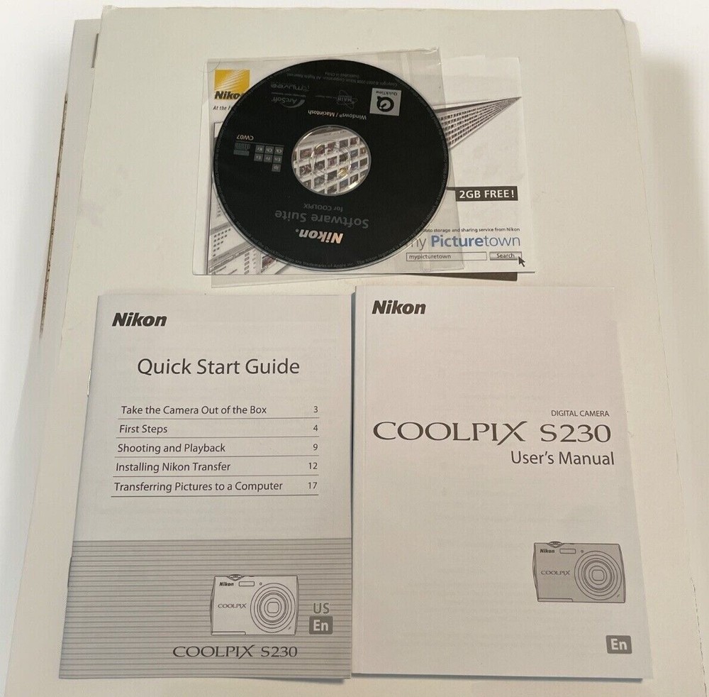 Nikon Coolpix S230 User's Manual Quick Start Guide & CD OEM Original Replacement