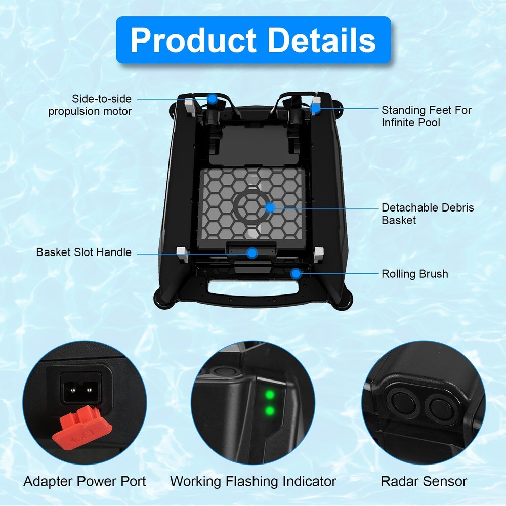 Solar Powered Robotic Pool Skimmer Swimming Pool Surface Water Play Surface Tool