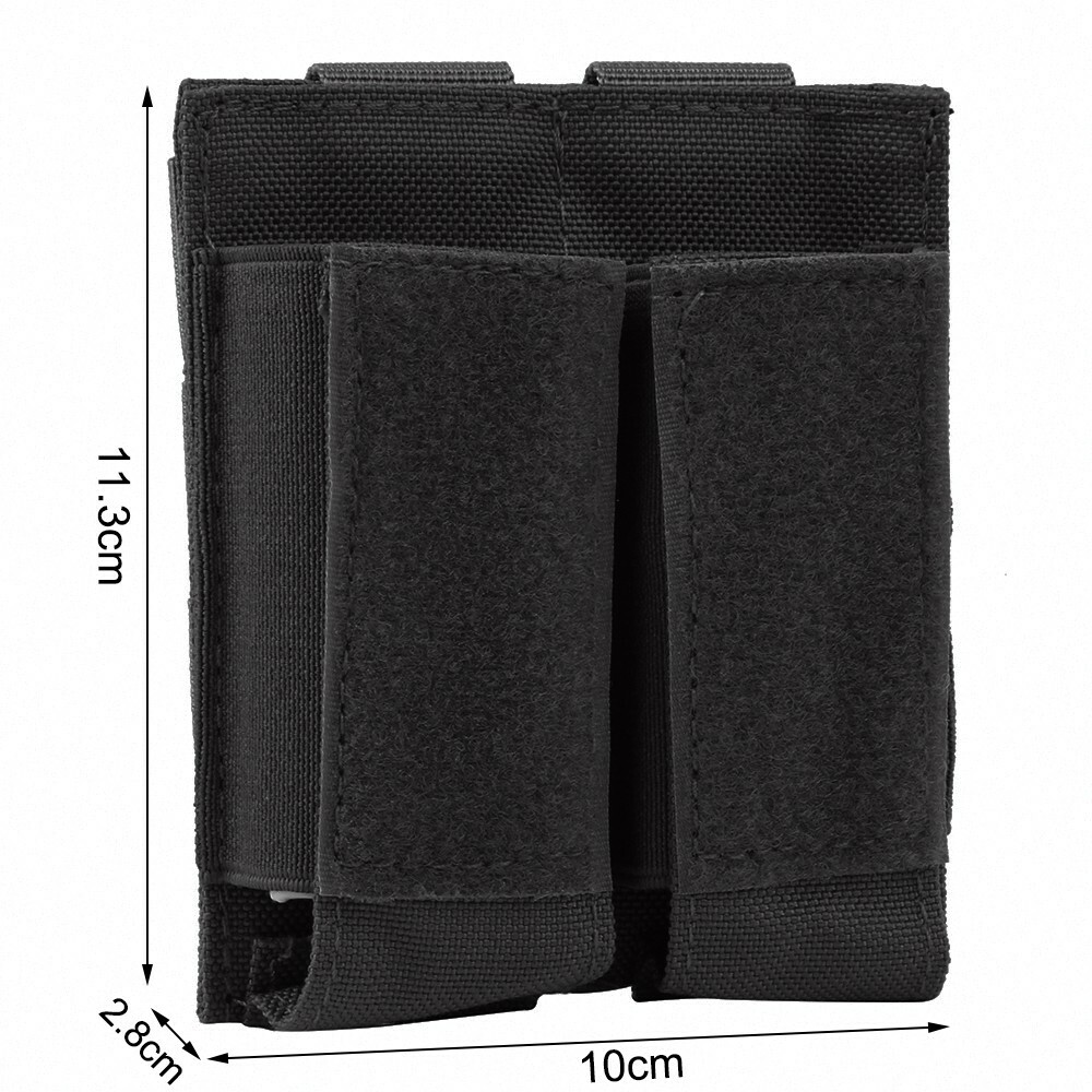 Tactical Molle Double Pistol Magazine Pouch Open-top with Hook Loop Panel Holder