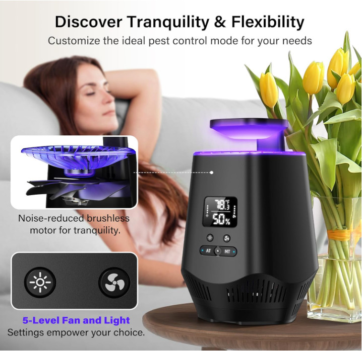 Indoor fruit fly trap with temperature & humidity sensor, includes 10 sticky boa