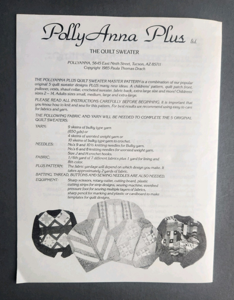 Polly Anna Plus The Quilt Sweater Pattern