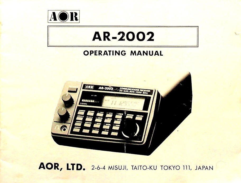 AOR AR-2002 SCANNER ORIGINAL INSTRUCTION MANUAL