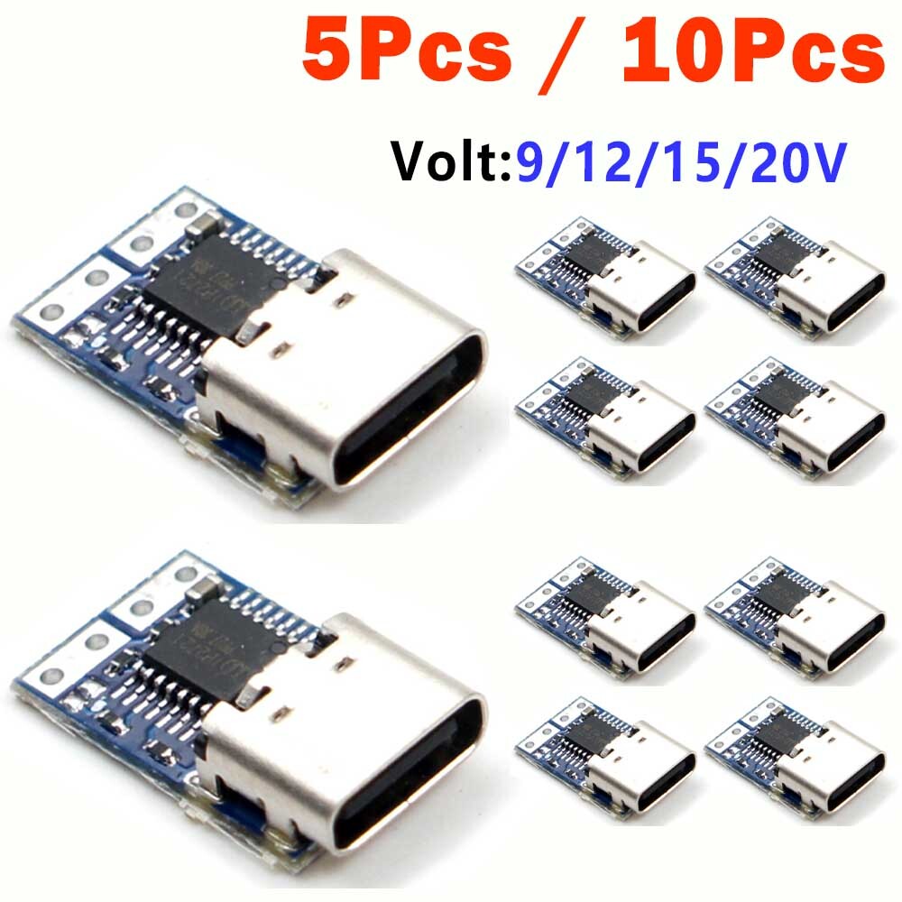 5/10PC USB-C PD Type-C DC Fixed Voltage Power Trigger Module 9/12/15/20V Female