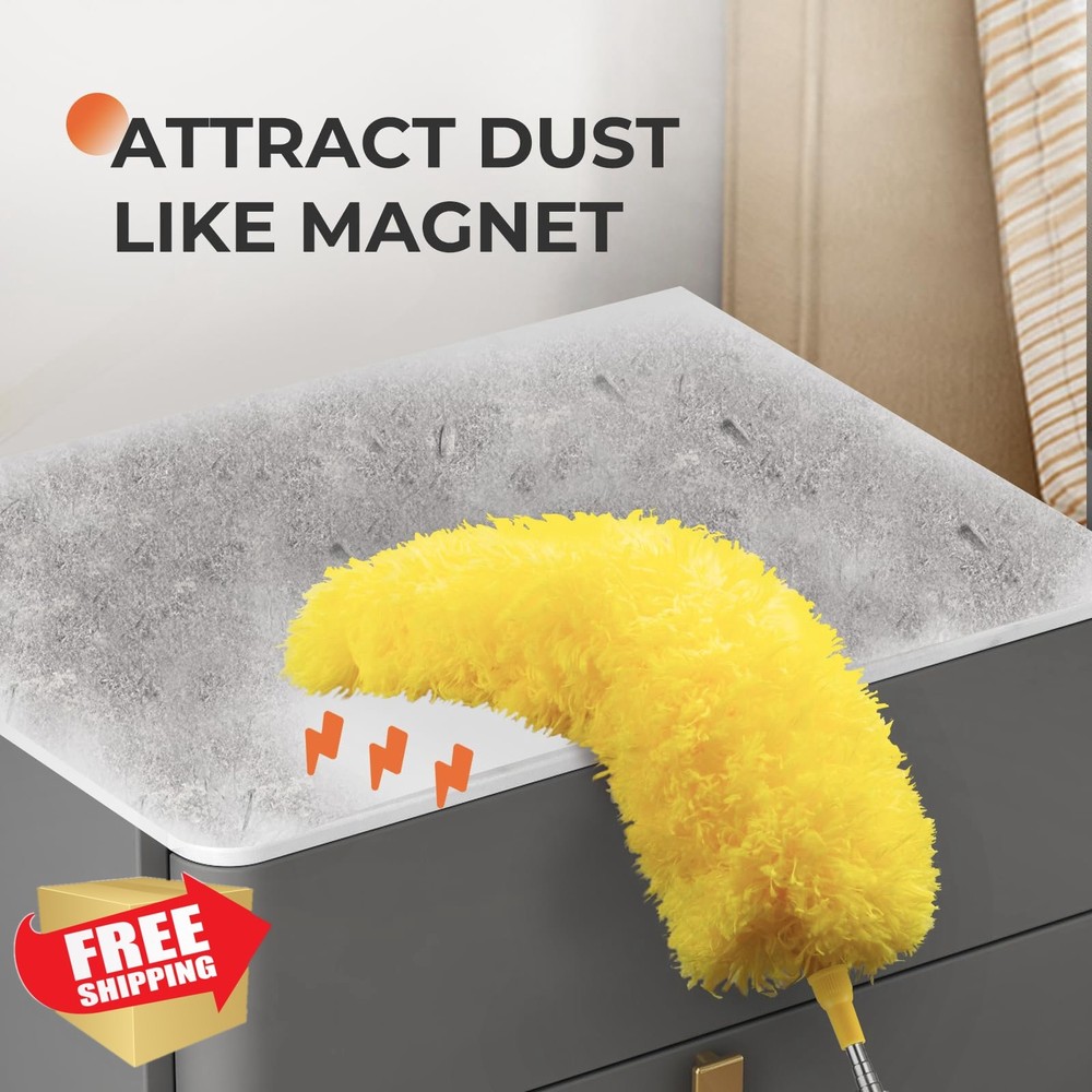Newliton Duster 100ft Telescoping Pole Ceiling Fan Cobweb Yellow