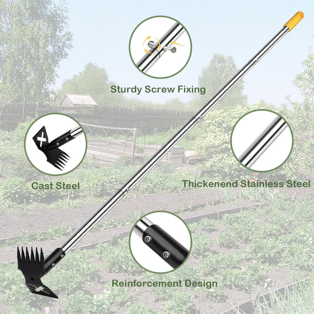 Weed Puller Tool with Long Handle, 60" Manual Weeding Tools Gardening, 2 in 1...