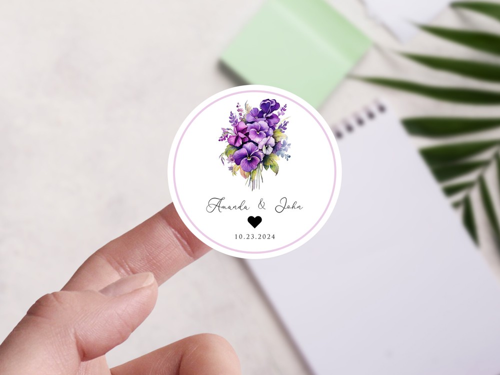 Personalised wedding round sticker labels, custom stickers