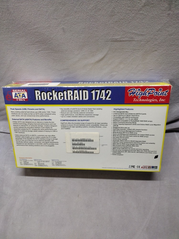 HighPoint Technologies RocketRAID 1522A 2 External Controller. Sealed