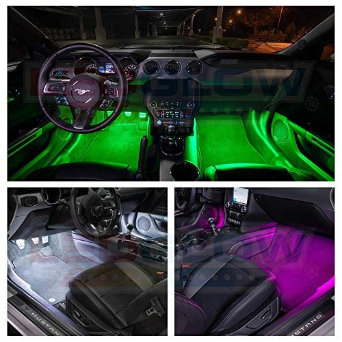 4pc Bluetooth Multi-Color LED Interior Footwell Underdash Neon Lighting Kit