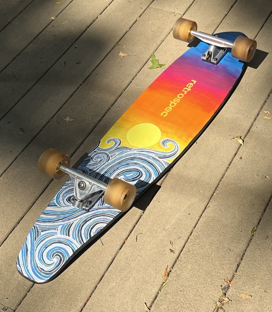 Customized Retrospec Longboard - Sunset over ocean - Hand-painted - Used