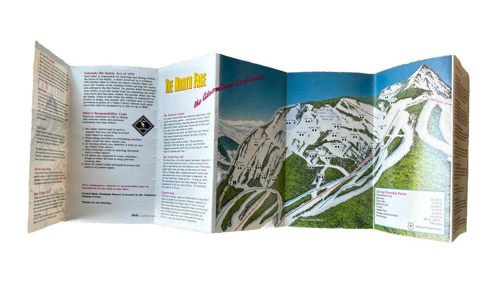 Crested Butte Ski Area Vintage Trail Map
