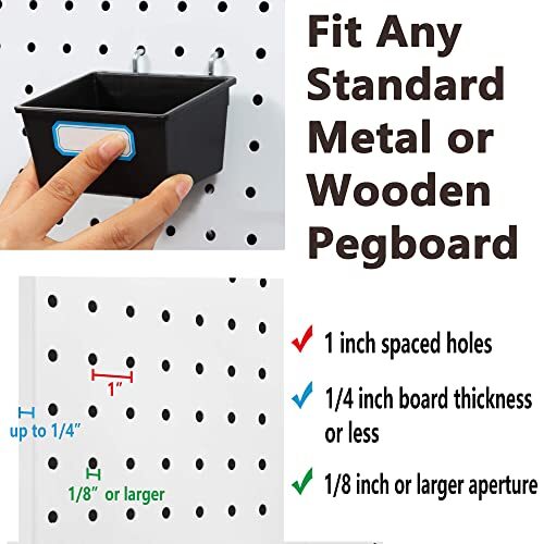 165-Piece Pegboard Hooks Assortment, Pegboard Accessories with Pegboard Bins