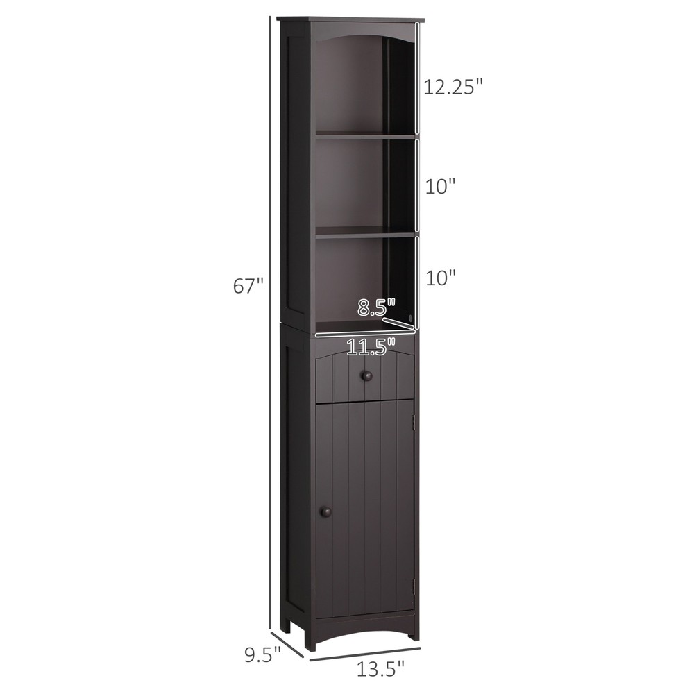 Bathroom Cabinet Ample Storage Space with Three Level Open Shelves