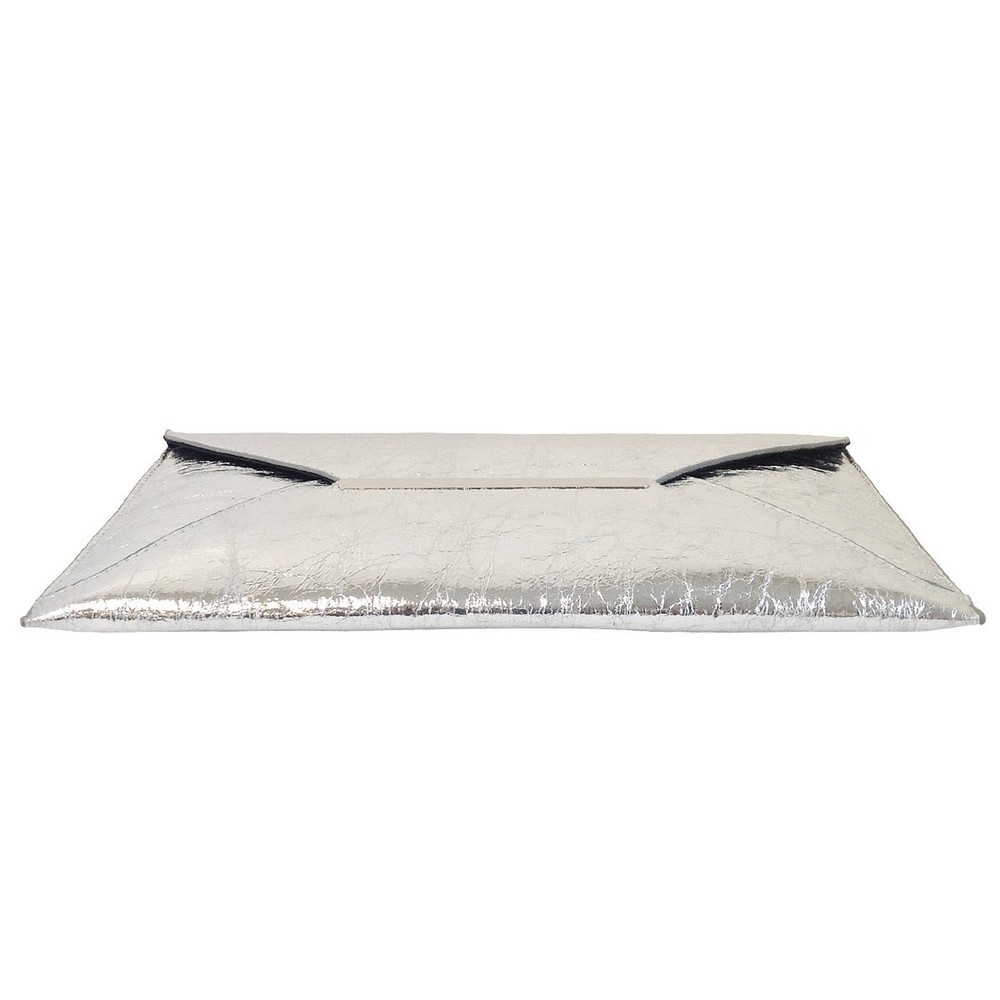 JNB Crushed Metallic Envelope Clutch Medium Silver