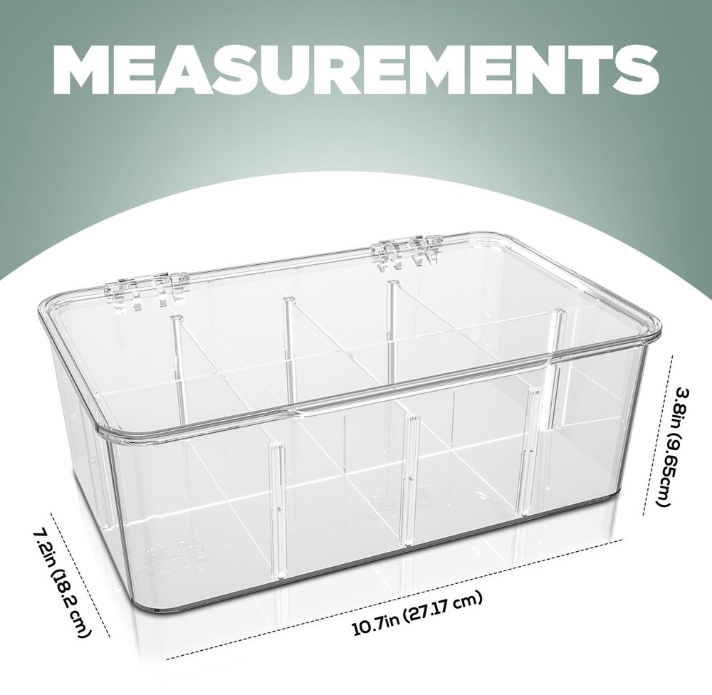 Utopia Home Tea Bag Organizer - Clear Pantry Box With Lids - Stackable