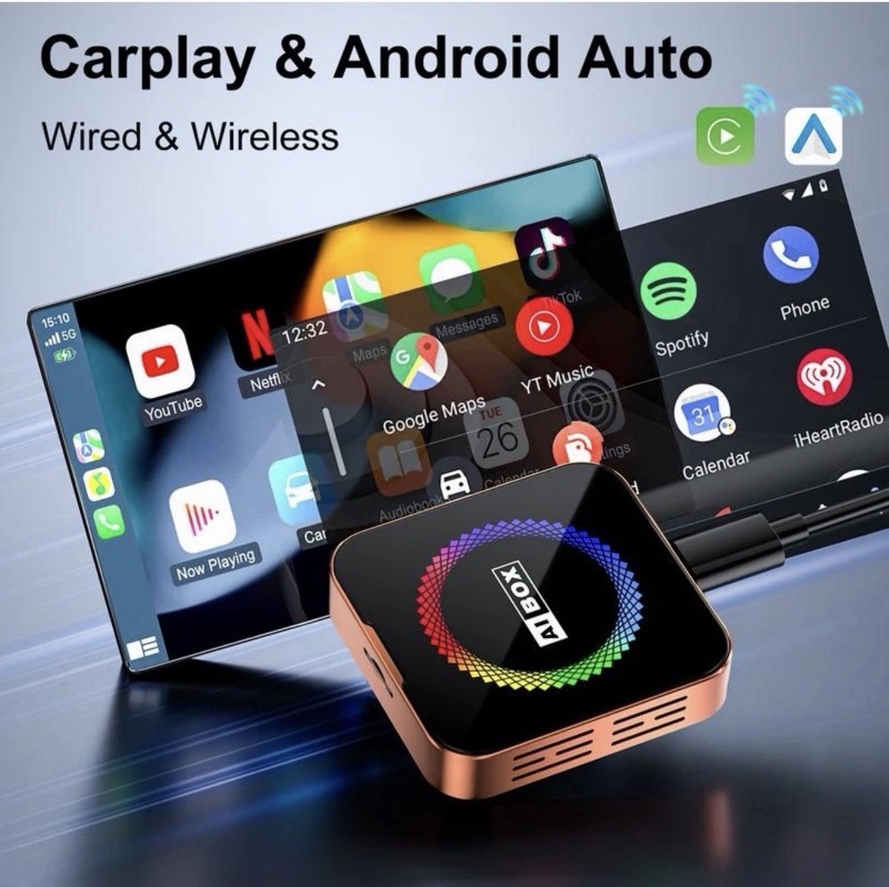 Aimoon Orange Ai Cube Pro Max Wireless Carplay Adapter for Iphone & Android Auto