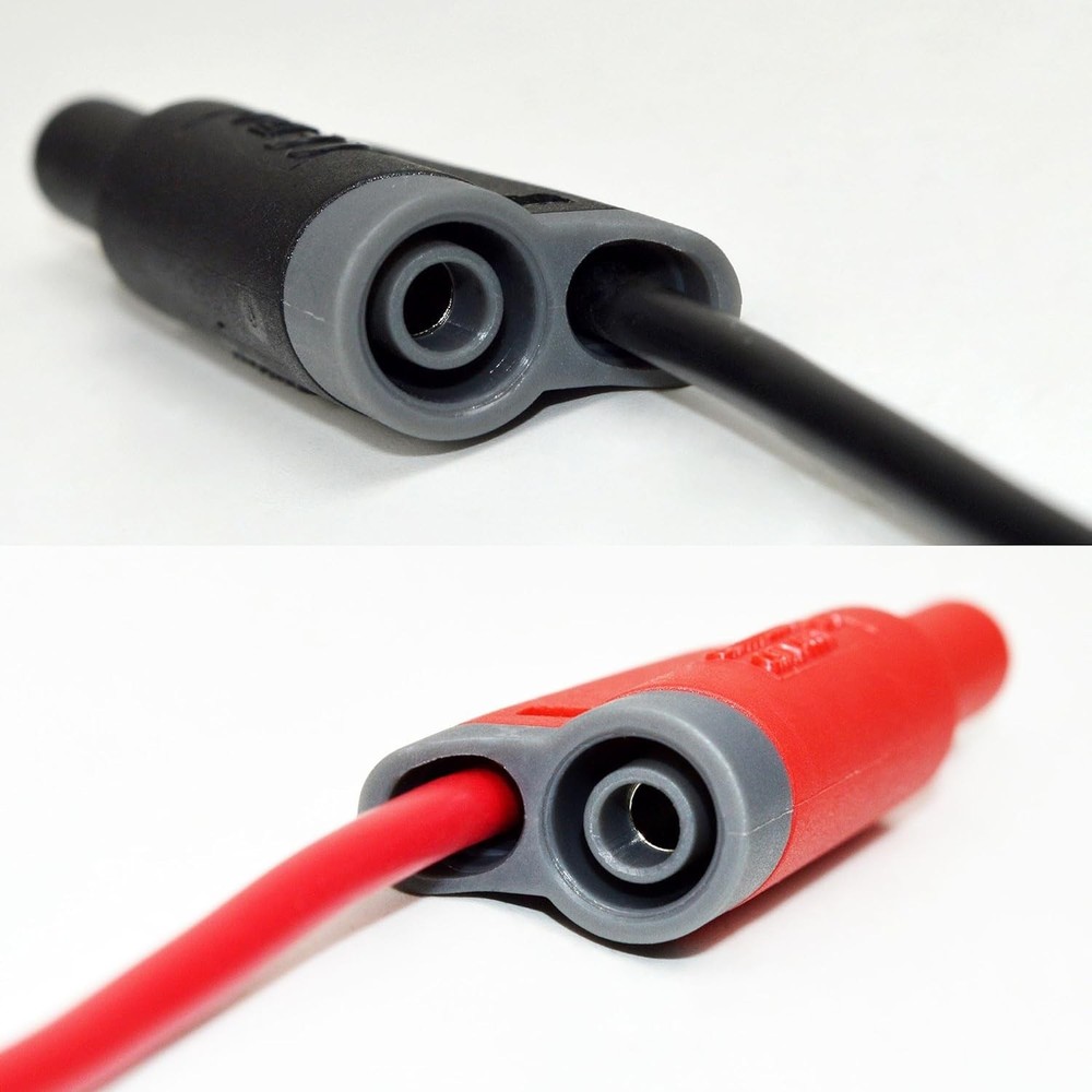 2-Pack Red & Black Stackable Banana Plug Leads for Multimeter & Circuit Testing