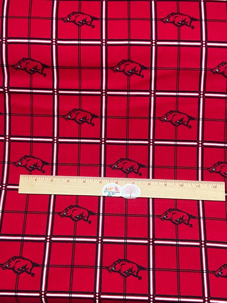 Arkansas Razorback Licensed Flannel Fabric BTY
