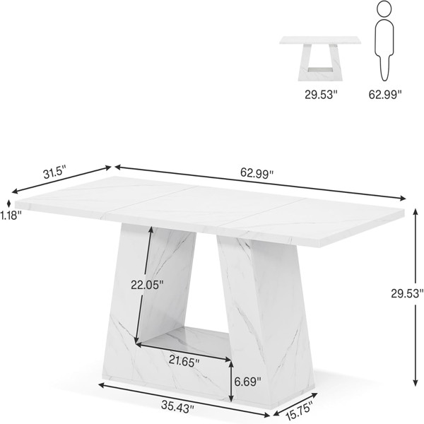 NEW Dining Table Faux Marble Rectangular Table White Modern Kitchen Dining Room