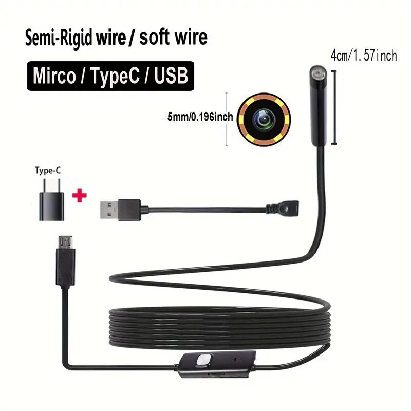 Endoscope Camera Android or Computer USB Borescope Water Proof