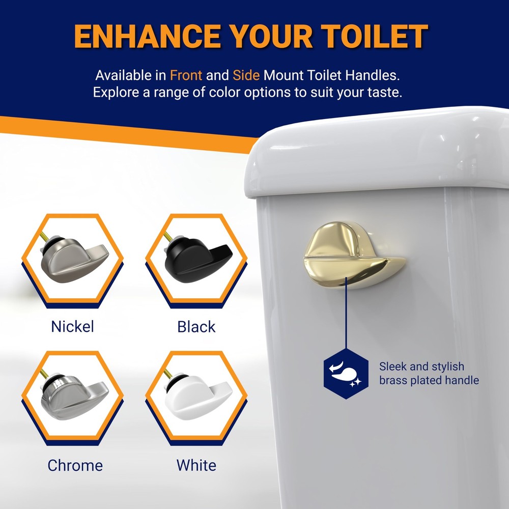 Polished brass side mount toilet handle