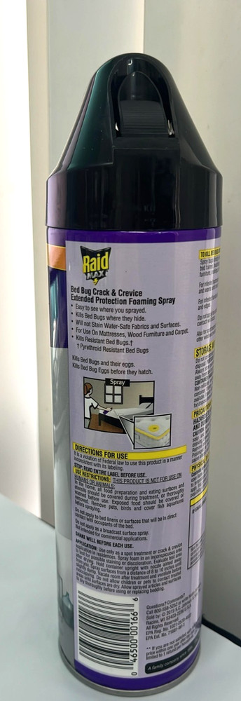 2x Raid Max Bed Bug Crack And Crevice Foaming Spray 17.5 oz each