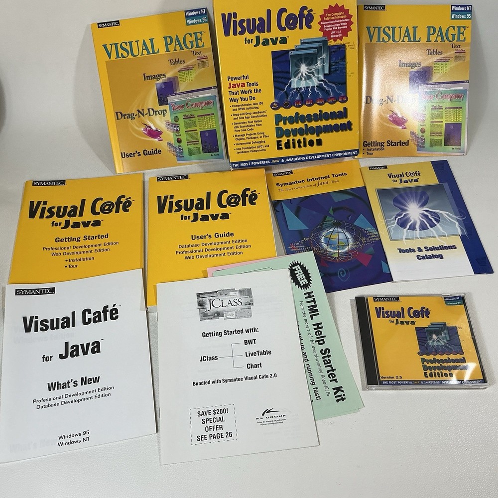 Visual Cafe 2.5 Professional Development + Manual PC CD create Java Windows 95