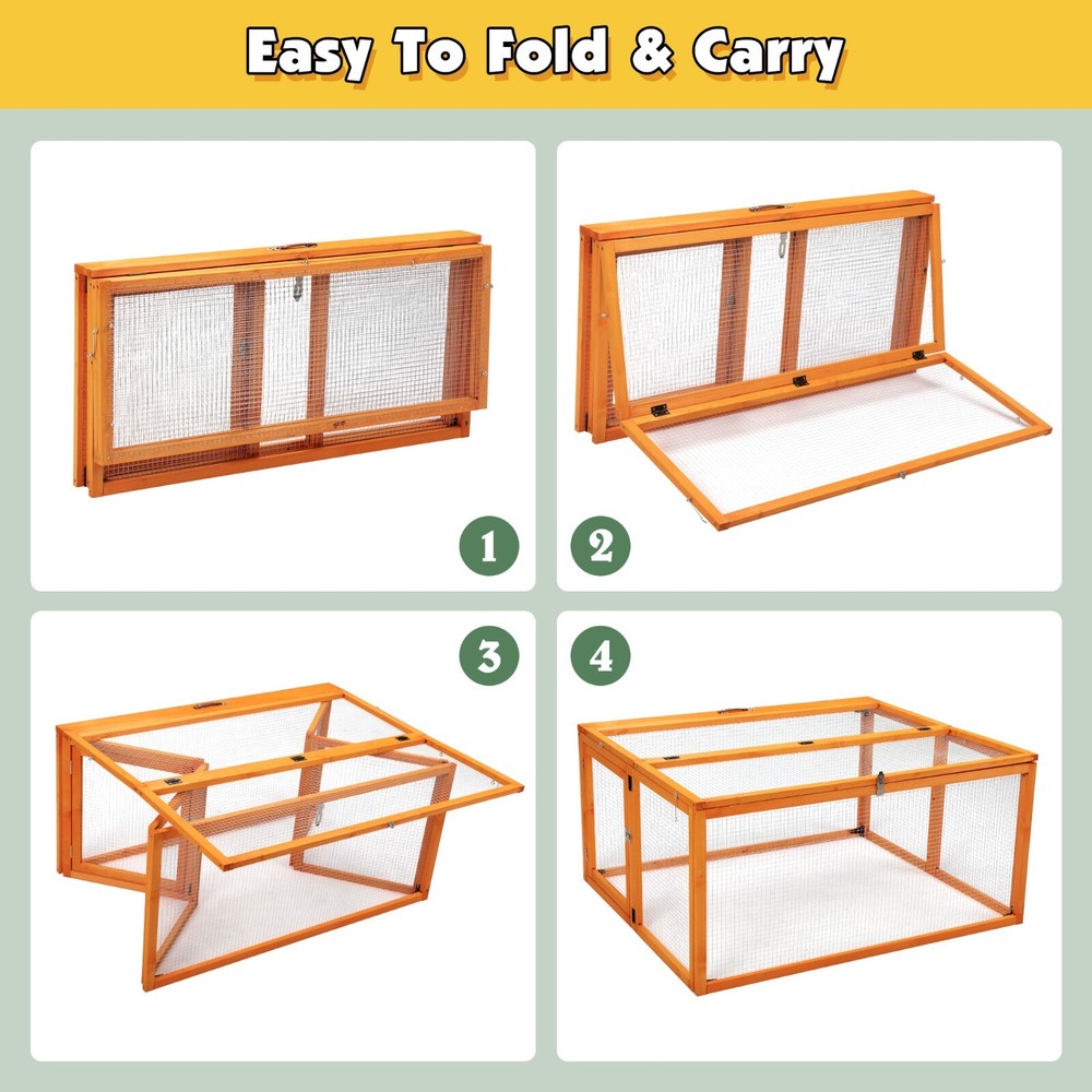 Collapsible Wooden Chicken Coop with Run Stable Comfortable Chicken Brooder Box
