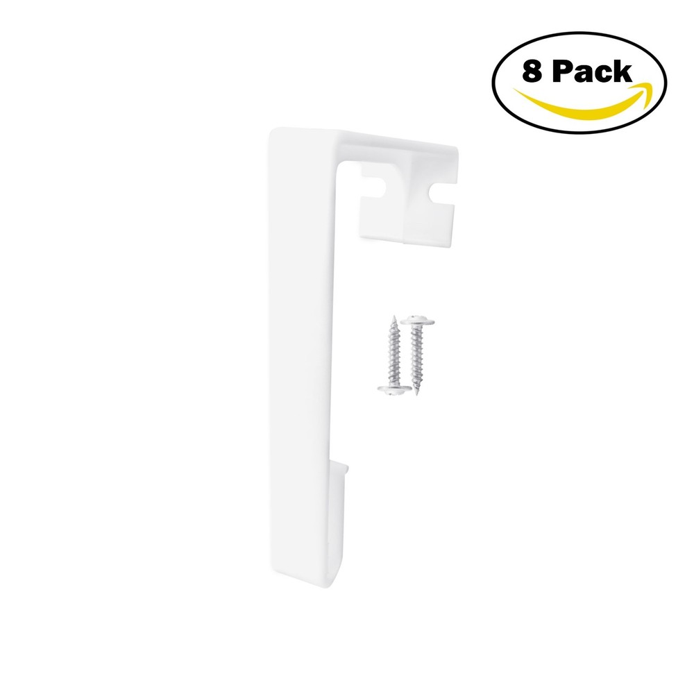 RV Designer Like White Plastic Side Curtain Drapery Hold Down Bracket - 8 Pack
