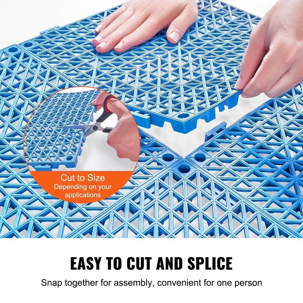 Interlocking Tile 50PCS Blue, Drainage Tiles 12" x 12" Splicing, Soft PVC