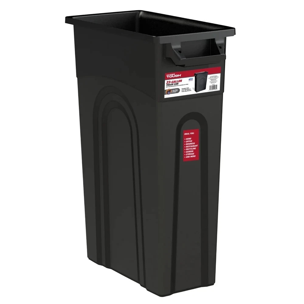 (2 pack) 23 Gallon Heavy Duty Plastic Narrow Tall Garbage Container for Kitchen