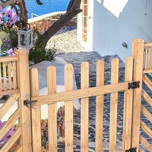 Gate Latch with Spring Cable Pull for Fence Gate - Carbon Steel - Black,Self .