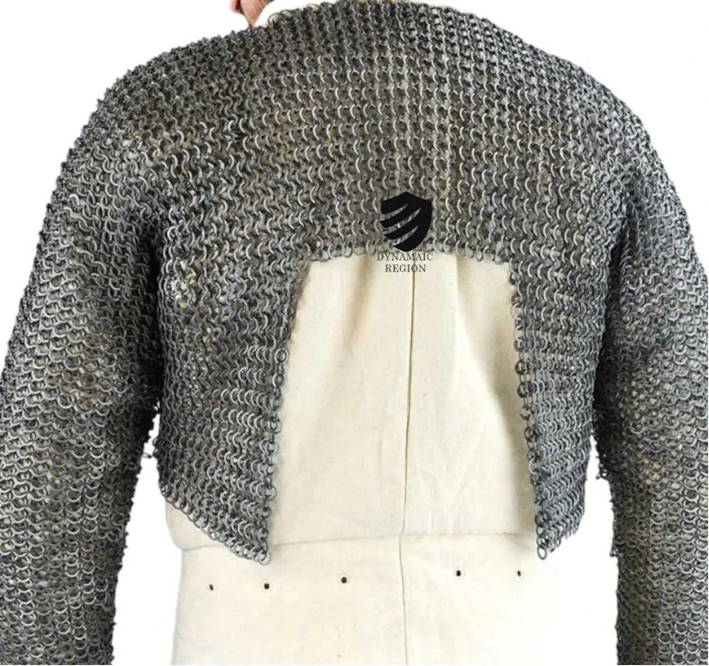 Medieval Chainmail Shirt: 9MM Flat Ring Riveted Full Sleeve Armor