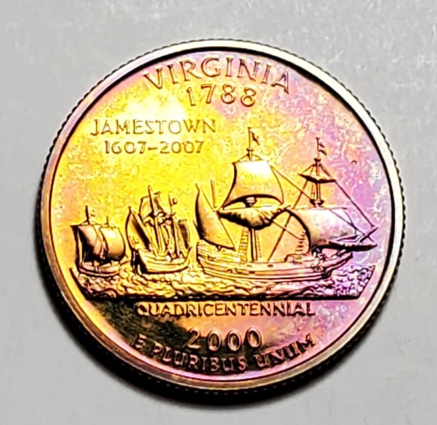 TONED 2000 S VIRGINIA STATE QUARTER CLAD PROOF UNC #C2612