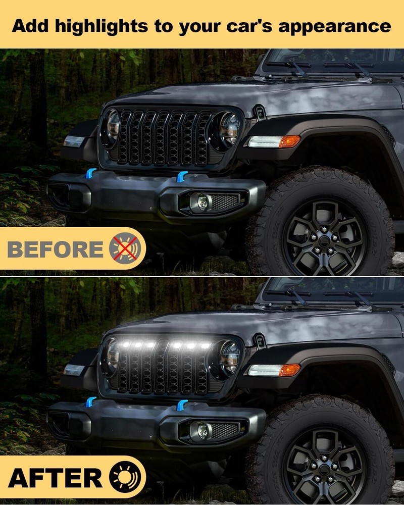For Jeep Wrangler JL 2024-2025 LED Grill Lights DRL Daytime Lights Accessories