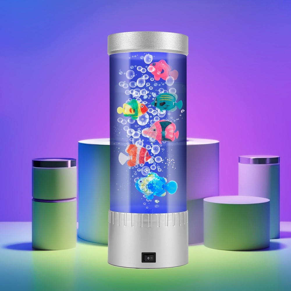 RABOW RUN Bubble Color-Changing LED Fish Compact (12.6 inches height), Silver