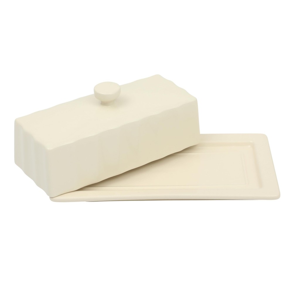 Broadbrook Stoneware Butter Dish with Lid, Rectangular Covered Butter Keeper,...